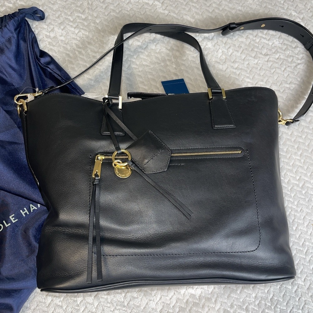 Cole Haan handbag new large Adjustable Strap Gold Trim - Picture 2 of 15
